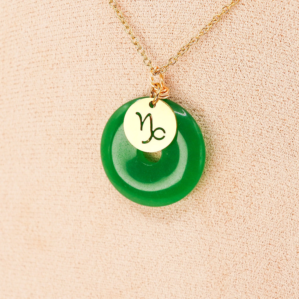 PERSONNALISÉ | Pendentif Donut en Jade + Charm Astro