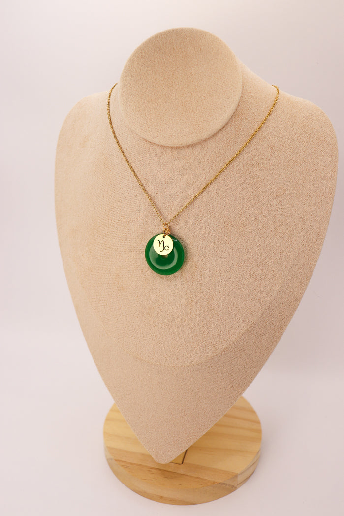 PERSONNALISÉ | Pendentif Donut en Jade + Charm Astro