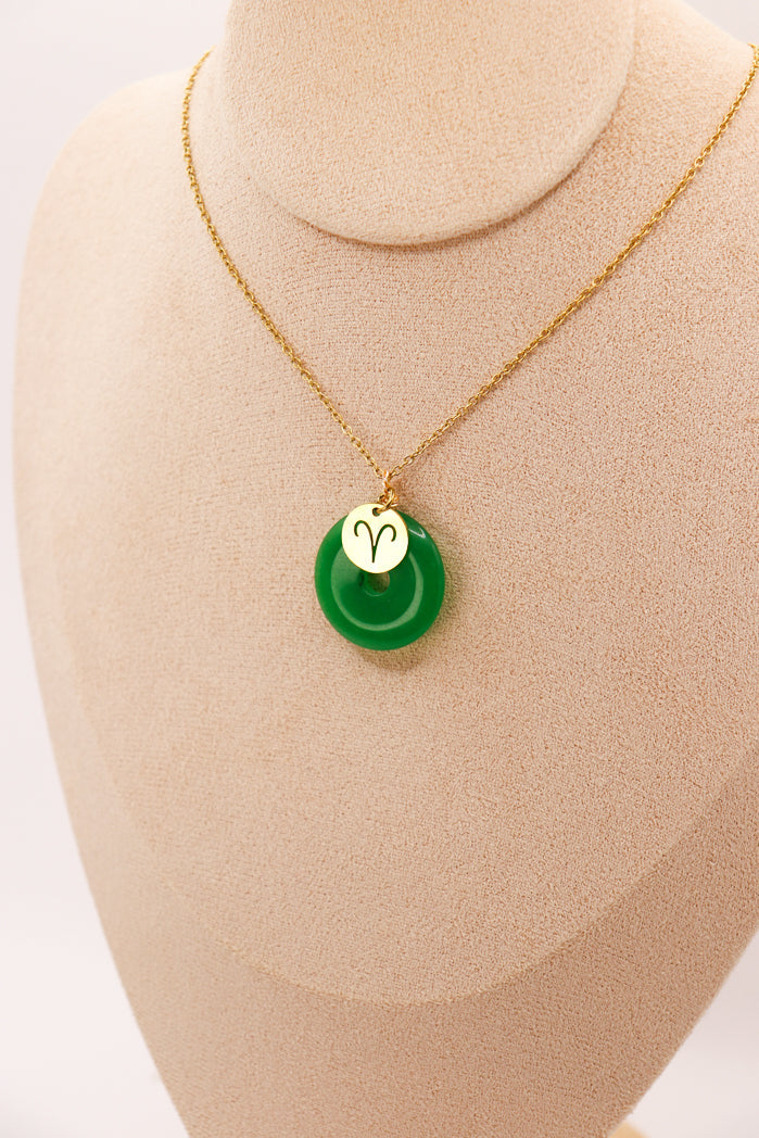 PERSONNALISÉ | Pendentif Donut en Jade + Charm Astro