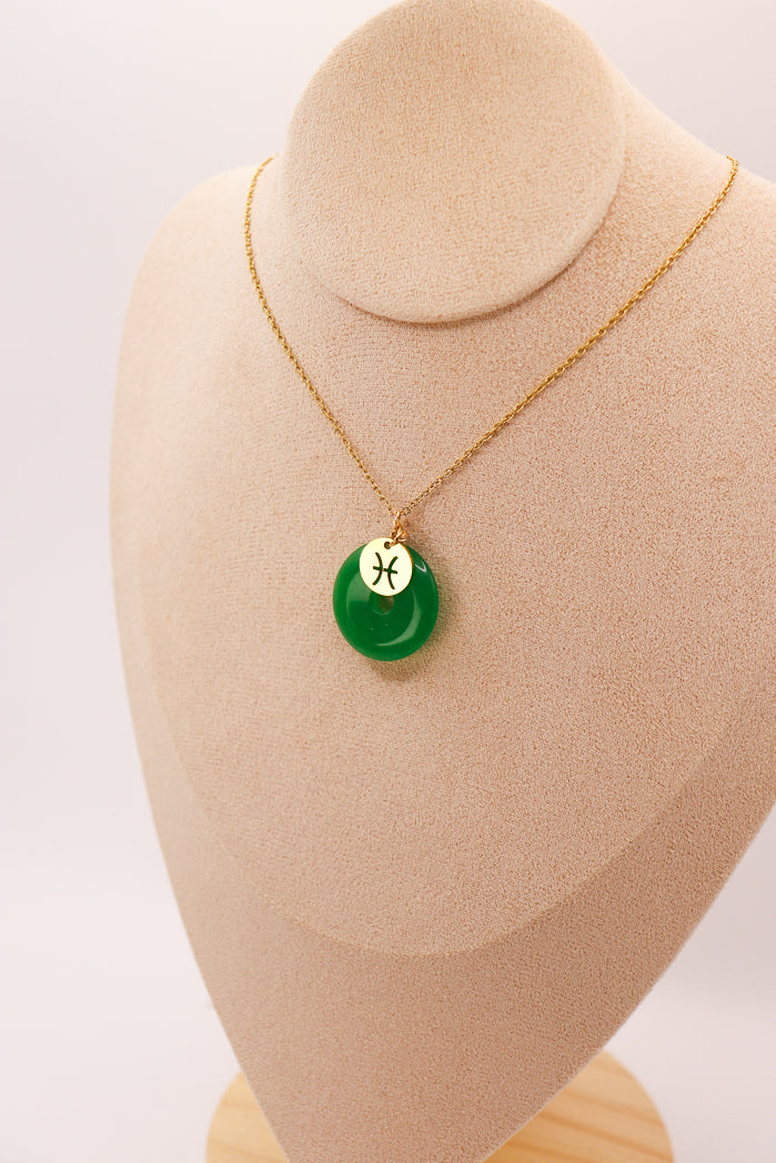 PERSONNALISÉ | Pendentif Donut en Jade + Charm Astro