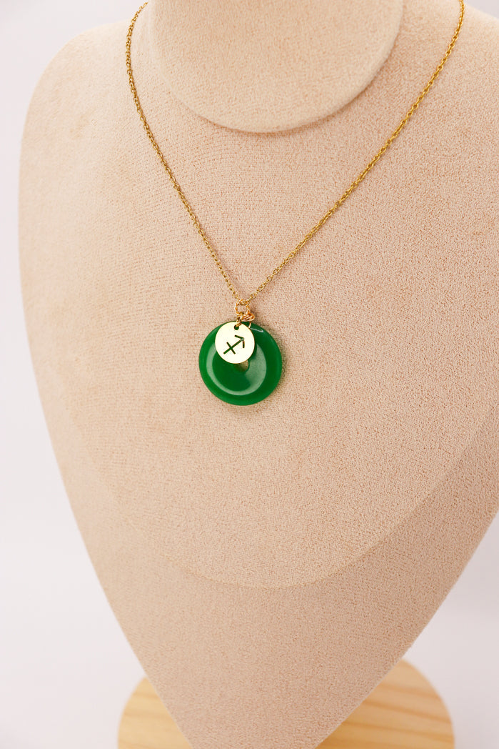 PERSONNALISÉ | Pendentif Donut en Jade + Charm Astro