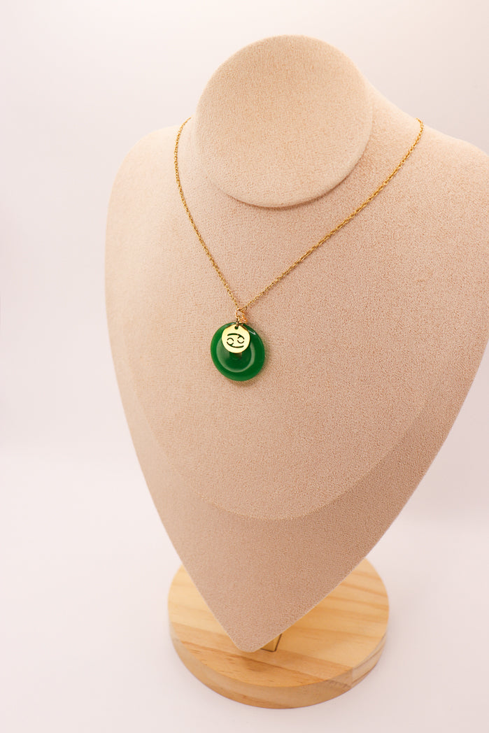 PERSONNALISÉ | Pendentif Donut en Jade + Charm Astro