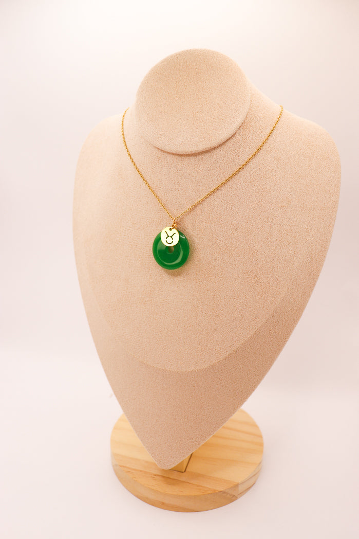 PERSONNALISÉ | Pendentif Donut en Jade + Charm Astro